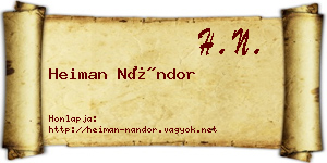 Heiman Nándor névjegykártya