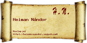 Heiman Nándor névjegykártya